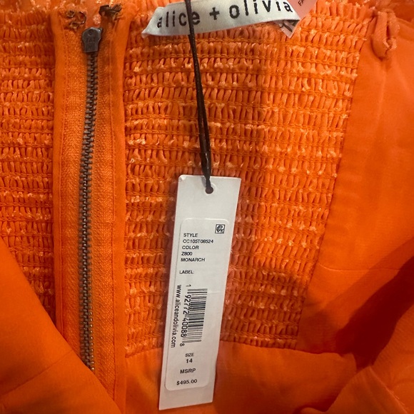 Alice + Olivia Minka Tie Front Maxi Dress 8 Tiered Cut Out V-Neck Tassels Lined - Picture 6 of 6